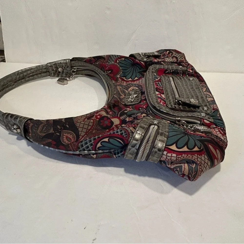 Kathy Van Zeeland Y2K Paisley Print Shoulder Bag Purse, Vintage, Boho, Designer